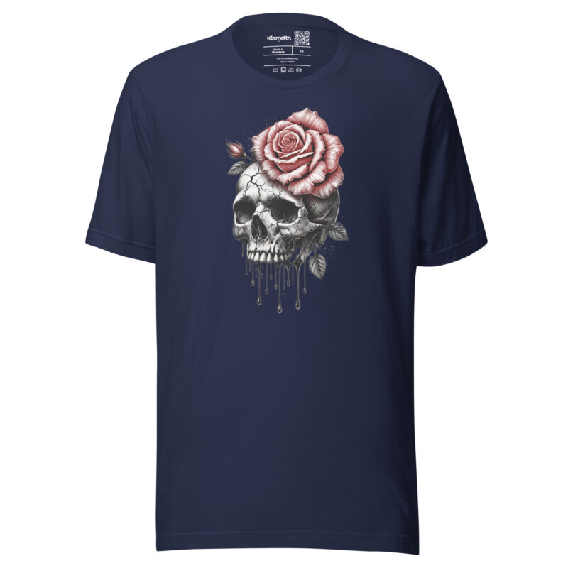 Schädel mit blutroter Rose Unisex-T-Shirt