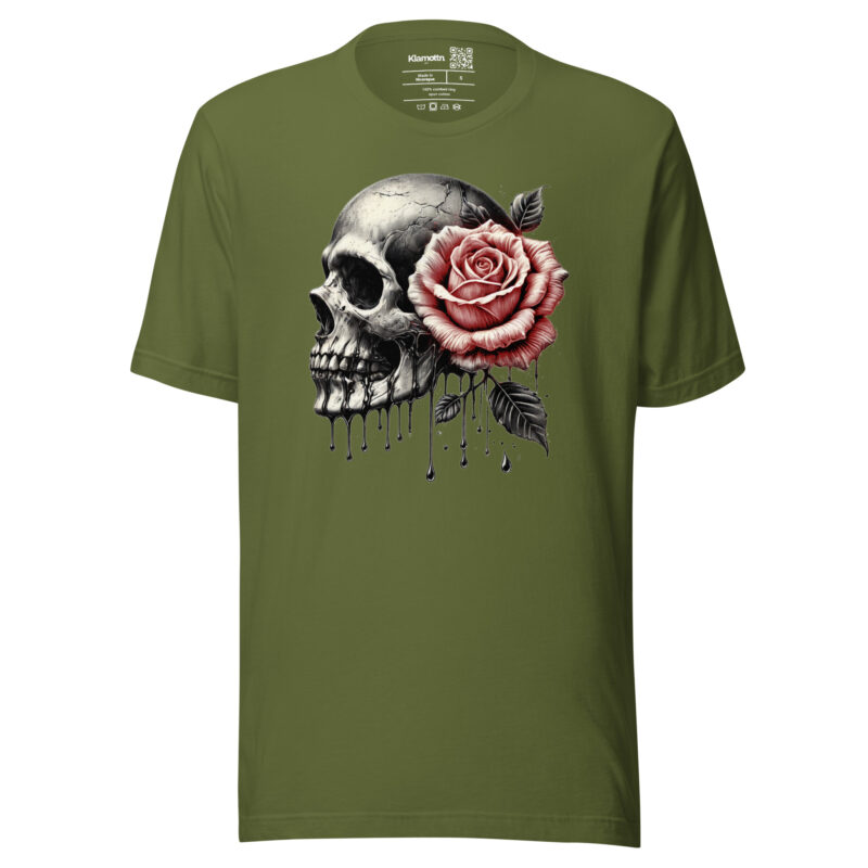 Schädel mit roter Rose Unisex-T-Shirt – T-Shirts – klamottn.de