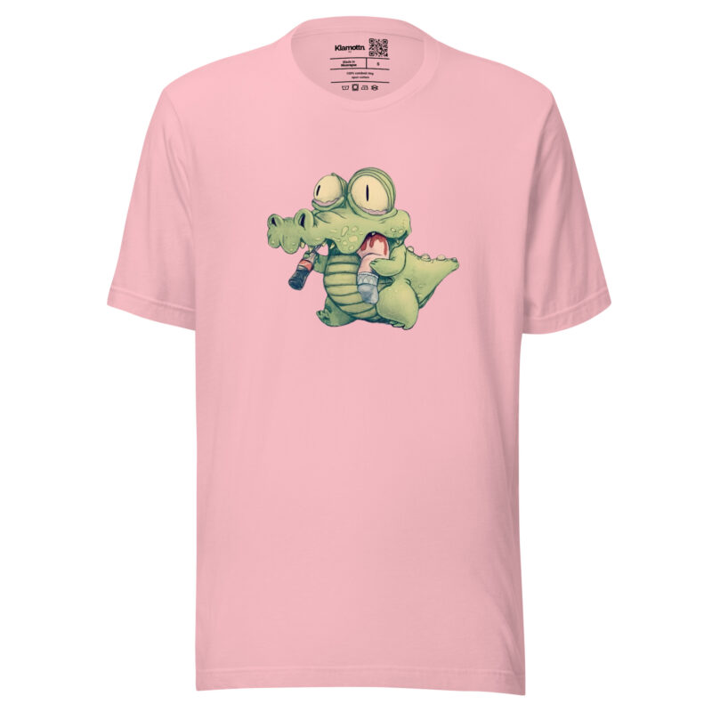 Krokodil mit Cola und “Snack” Unisex-T-Shirt