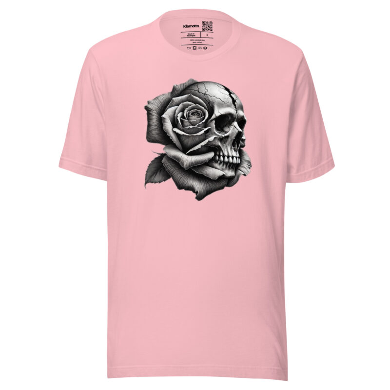 Monochromer Schädel mit Rose Unisex-T-Shirt