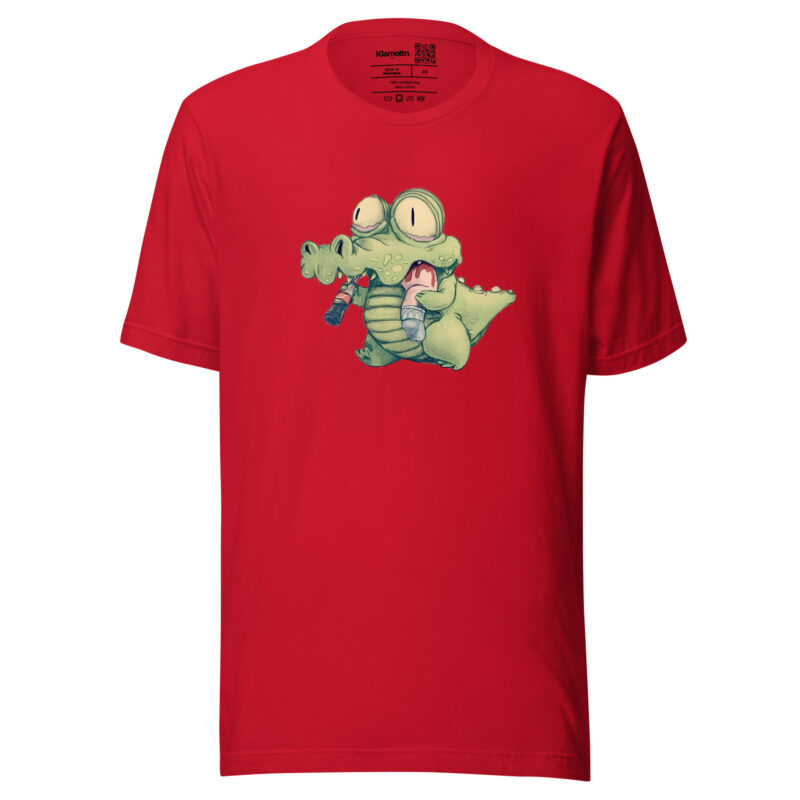 Krokodil mit Cola und “Snack” Unisex-T-Shirt