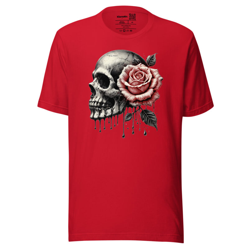 Schädel mit roter Rose Unisex-T-Shirt – T-Shirts – klamottn.de