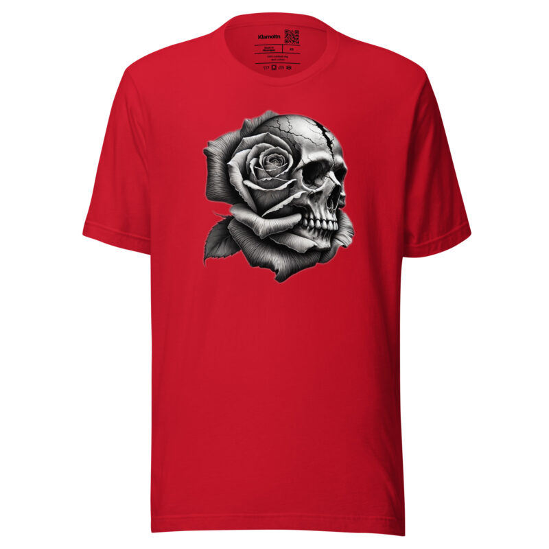 Monochromer Schädel mit Rose Unisex-T-Shirt