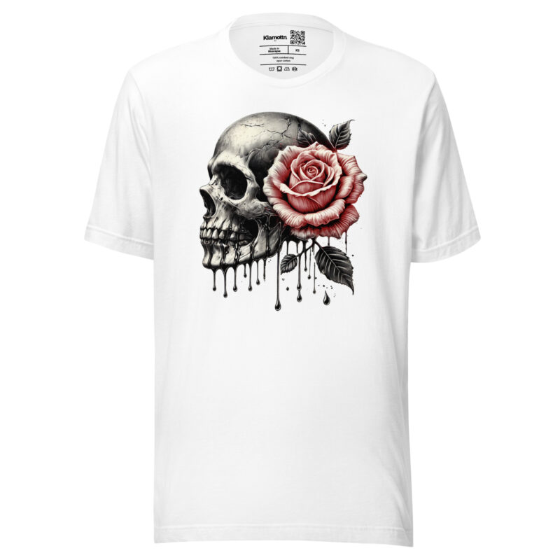 Schädel mit roter Rose Unisex-T-Shirt – T-Shirts – klamottn.de
