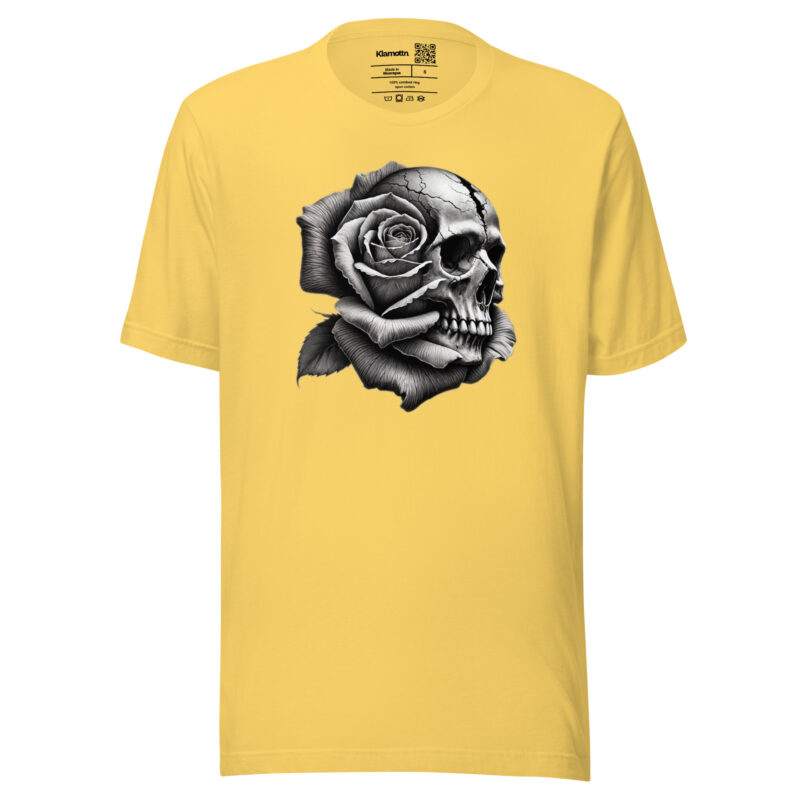 Monochromer Schädel mit Rose Unisex-T-Shirt