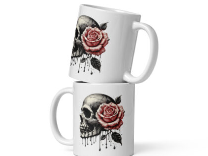 Schädel mit roter Rose Tasse – Home & Living – klamottn.de Schädel mit roter Rose Tasse – Home & Living – klamottn.de
