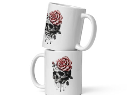 Schädel mit blutroter Rose Tasse – Home & Living – klamottn.de Schädel mit blutroter Rose Tasse – Home & Living – klamottn.de
