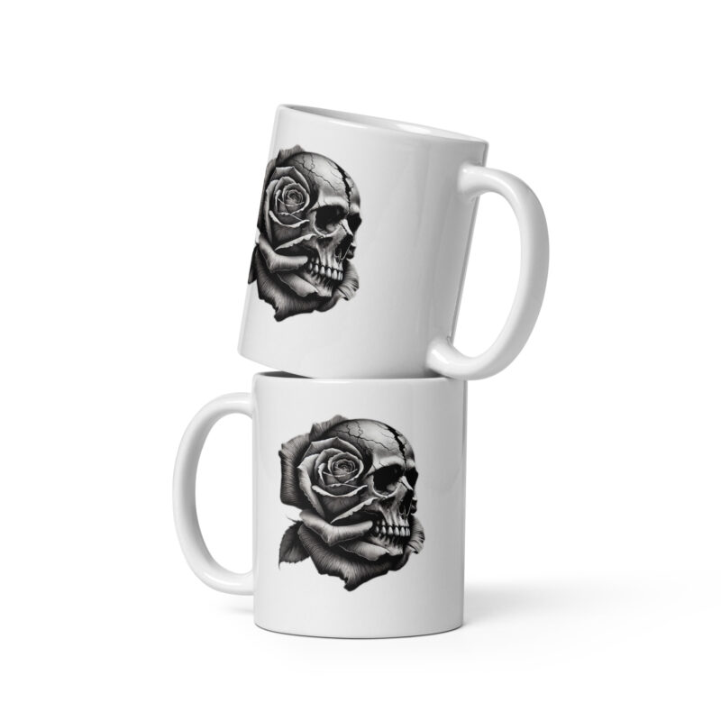 Monochromer Schädel mit Rose Tasse – Home & Living – klamottn.de