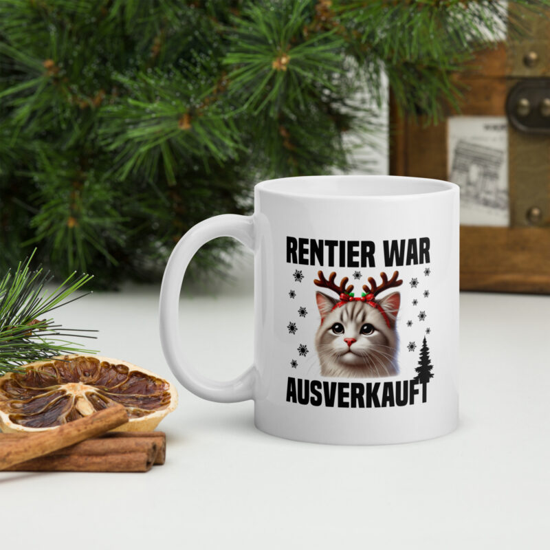 Rentier war ausverkauft Katze als Rudolph Tasse