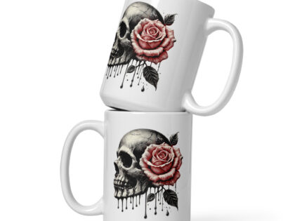 Schädel mit roter Rose Tasse – Home & Living – klamottn.de Schädel mit roter Rose Tasse – Home & Living – klamottn.de