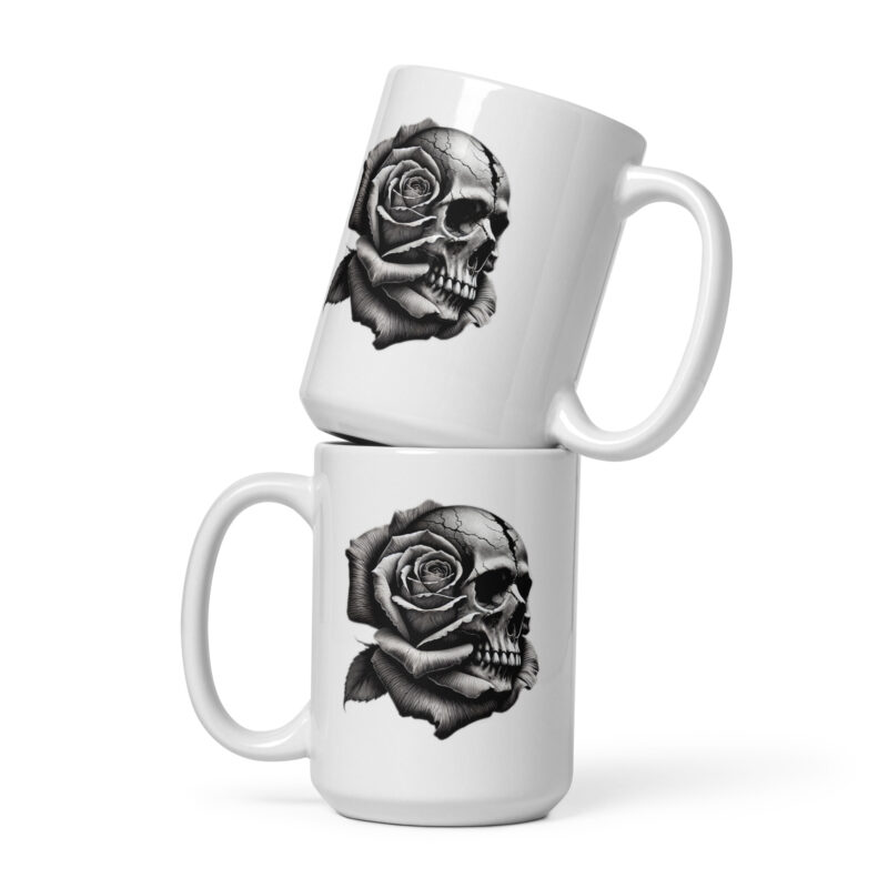 Monochromer Schädel mit Rose Tasse – Home & Living – klamottn.de