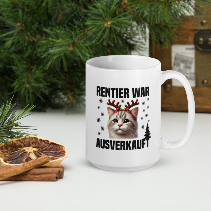 Rentier war ausverkauft Katze als Rudolph Tasse