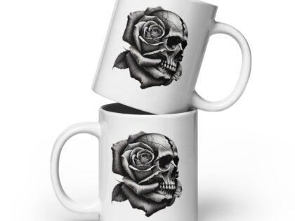 Monochromer Schädel mit Rose Tasse – Home & Living – klamottn.de Monochromer Schädel mit Rose Tasse – Home & Living – klamottn.de