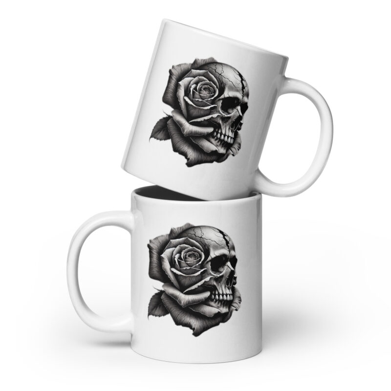 Monochromer Schädel mit Rose Tasse – Home & Living – klamottn.de