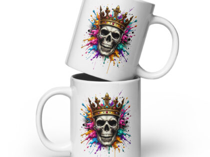 Schädel mit Krone und Farbspritzern Tasse – Home & Living – klamottn.de Schädel mit Krone und Farbspritzern Tasse – Home & Living – klamottn.de