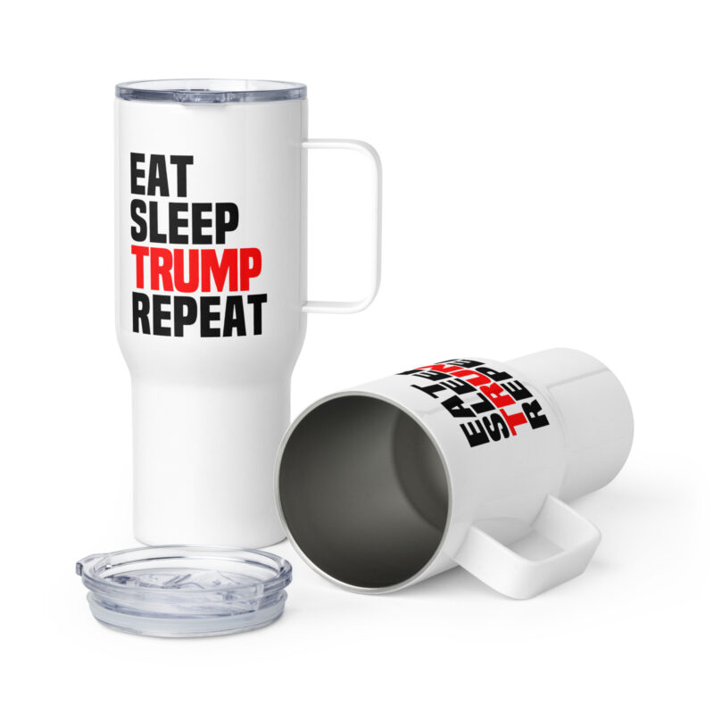 Eat Sleep Trump Repeat Reisebecher mit Griff – Accessoires – klamottn.de