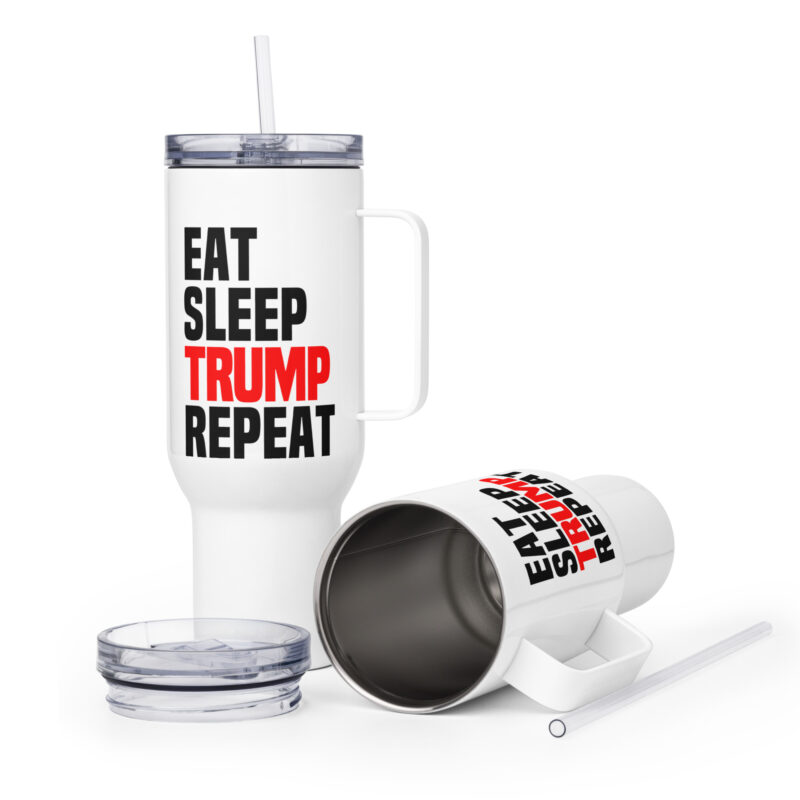 Eat Sleep Trump Repeat Reisebecher mit Griff – Accessoires – klamottn.de
