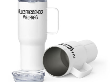 Allesfressender Vielfraß Reisebecher mit Griff – Accessoires – klamottn.de Allesfressender Vielfraß Reisebecher mit Griff – Accessoires – klamottn.de