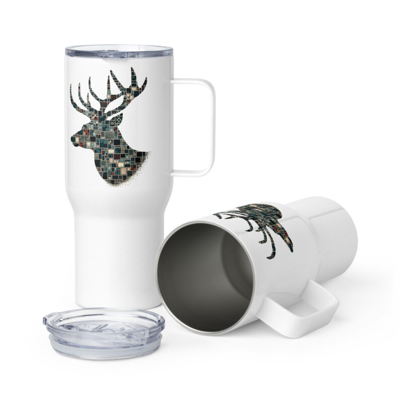 Mosaik-Hirsch Reisebecher mit Griff – Accessoires – klamottn.de