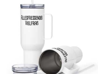 Allesfressender Vielfraß Reisebecher mit Griff – Accessoires – klamottn.de Allesfressender Vielfraß Reisebecher mit Griff – Accessoires – klamottn.de
