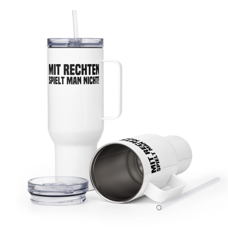Mit Rechten spielt man nicht Reisebecher mit Griff – Accessoires – klamottn.de