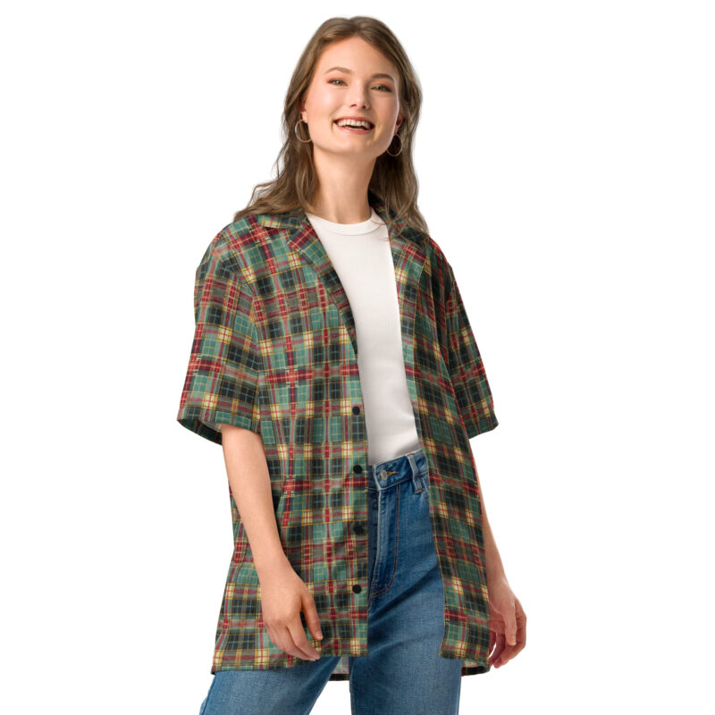 Rustikales Tartan-Muster in Rot, Blau und Beige Allover-Unisex-Hemd – Hemden – klamottn.de