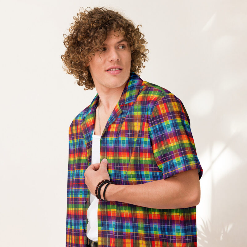 Buntes Karo-Muster – Regenbogen-Tartan Allover-Unisex-Hemd – Hemden – klamottn.de