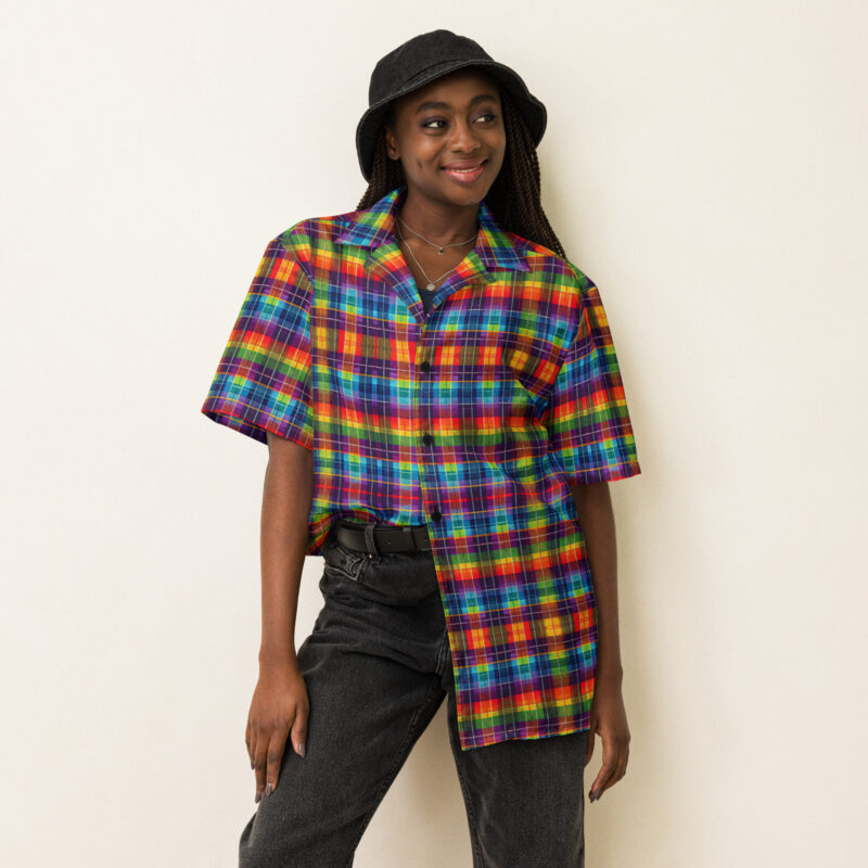 Buntes Karo-Muster – Regenbogen-Tartan Allover-Unisex-Hemd – Hemden – klamottn.de