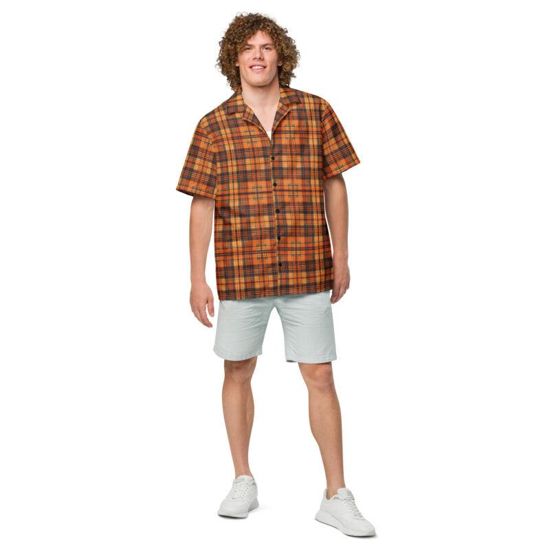 Klassisches Schottenkaro in Orange und Schwarz Allover-Unisex-Hemd – Hemden – klamottn.de
