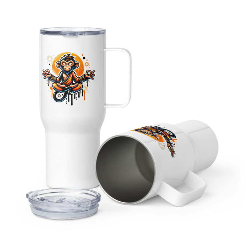 Meditierender Affe Reisebecher mit Griff – Accessoires – klamottn.de