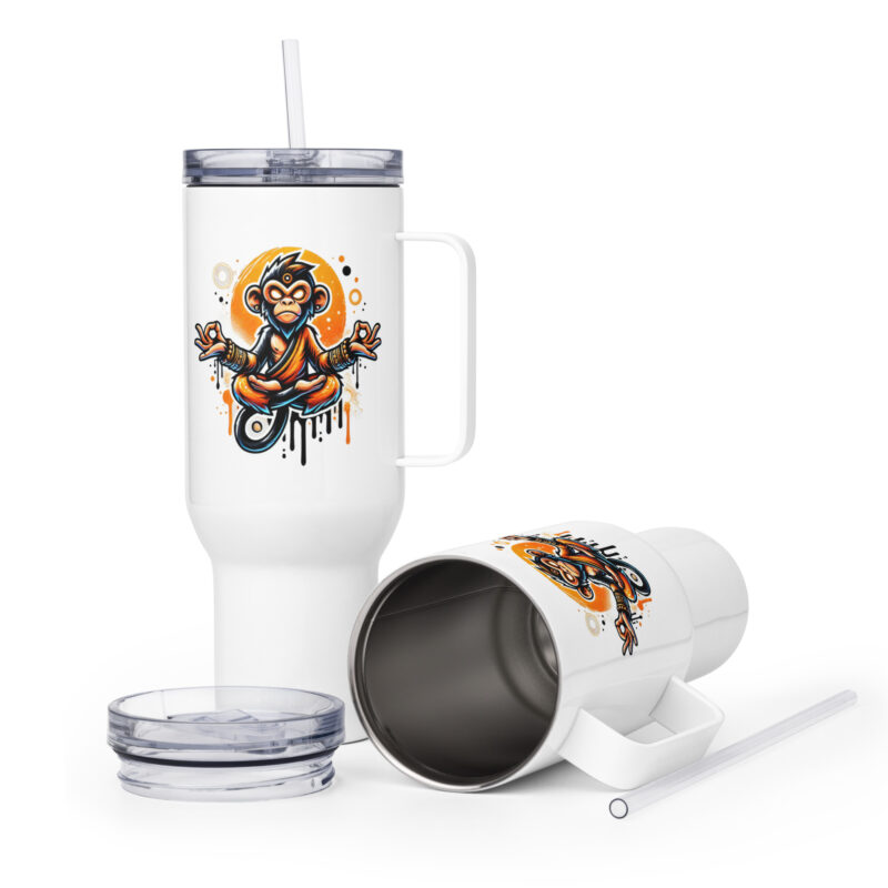 Meditierender Affe Reisebecher mit Griff – Accessoires – klamottn.de