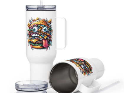 Verrückter Burger Reisebecher mit Griff – Accessoires – klamottn.de Verrückter Burger Reisebecher mit Griff – Accessoires – klamottn.de