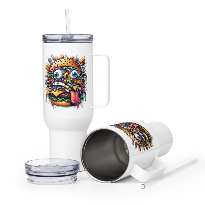 Verrückter Burger Reisebecher mit Griff – Accessoires – klamottn.de