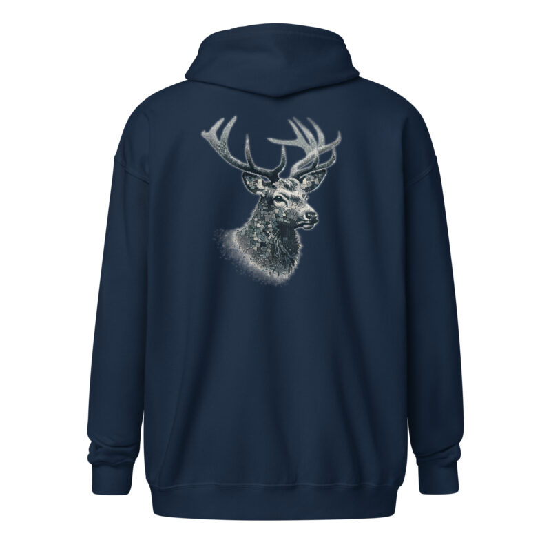 Majestätischer Hirsch im Mosaik-Stil Unisex-Zip-Hoodie