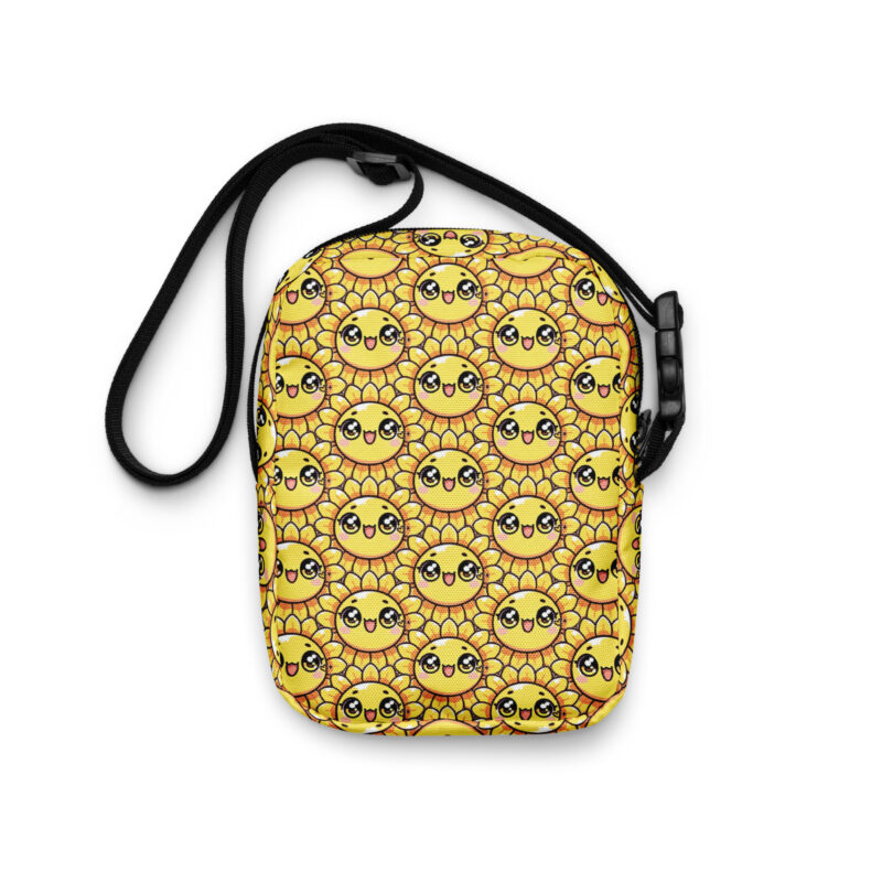 Kawaii Sonnenblume mit großen Glubschaugen Umhängetasche – Accessoires – klamottn.de