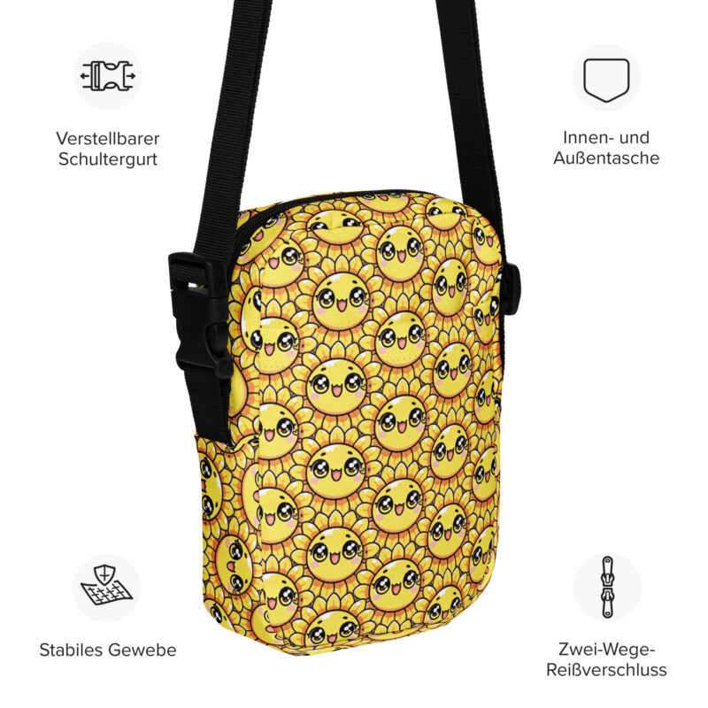 Kawaii Sonnenblume mit großen Glubschaugen Umhängetasche – Accessoires – klamottn.de