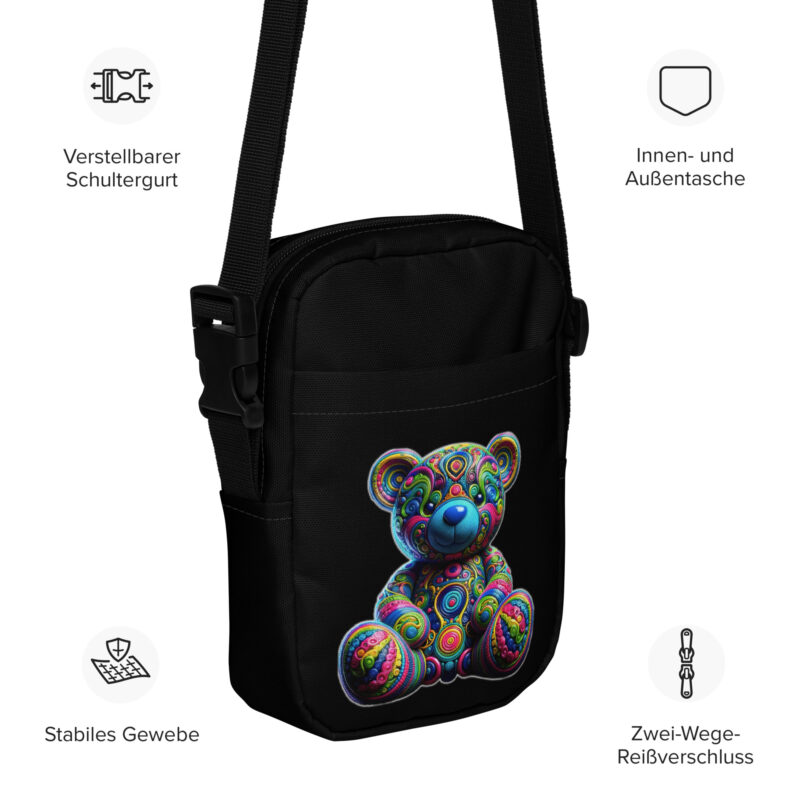 Bunter Psychedelic-Teddy Umhängetasche – Accessoires – klamottn.de