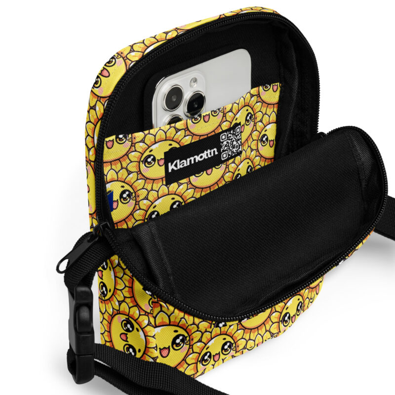 Kawaii Sonnenblume mit großen Glubschaugen Umhängetasche – Accessoires – klamottn.de