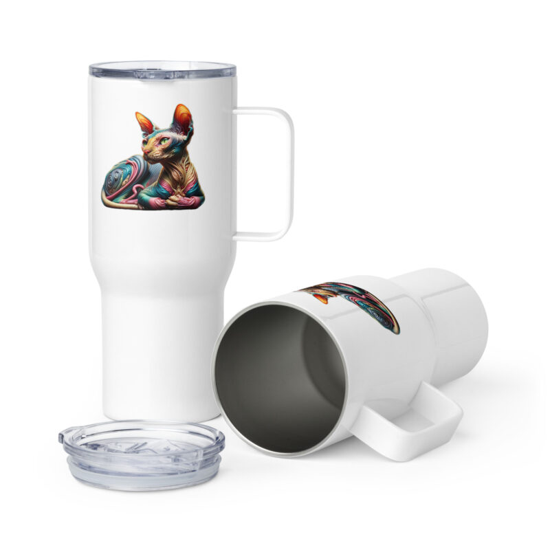 Psychedelische Sphinxkatze Reisebecher mit Griff