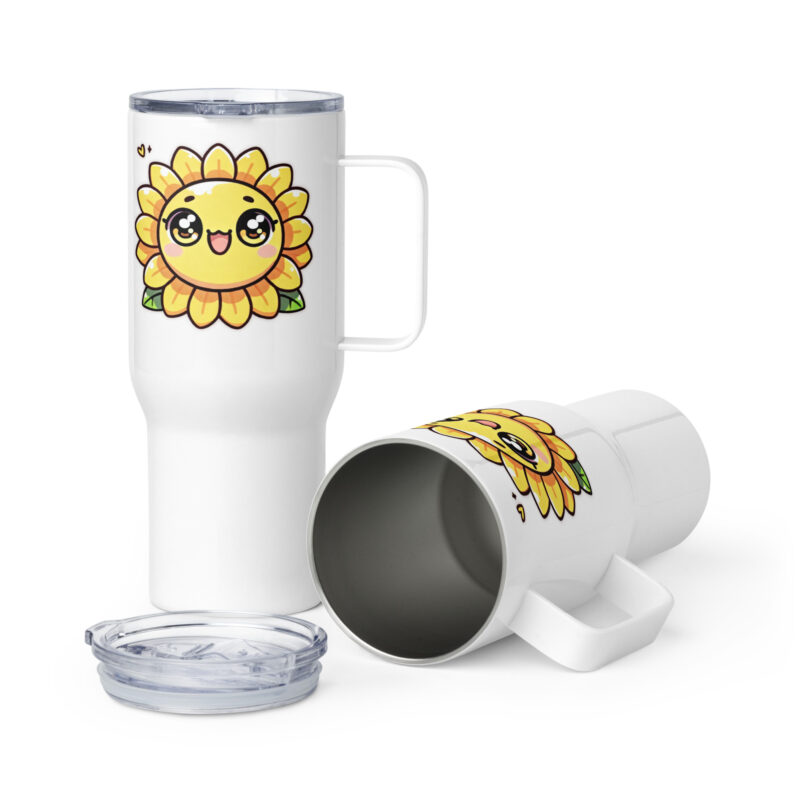 Kawaii sunflower with large glub show thermal mug