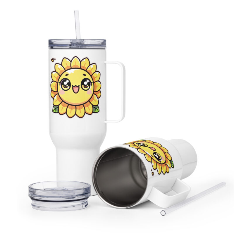 Kawaii sunflower with large glub show thermal mug