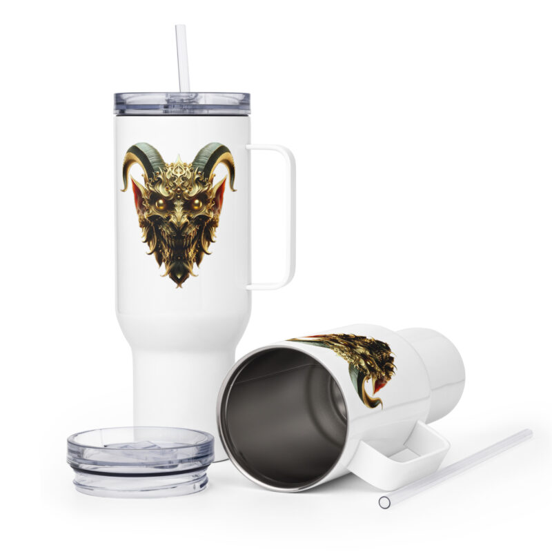 Goldener Dämonkopf Thermobecher – Accessoires – klamottn.de