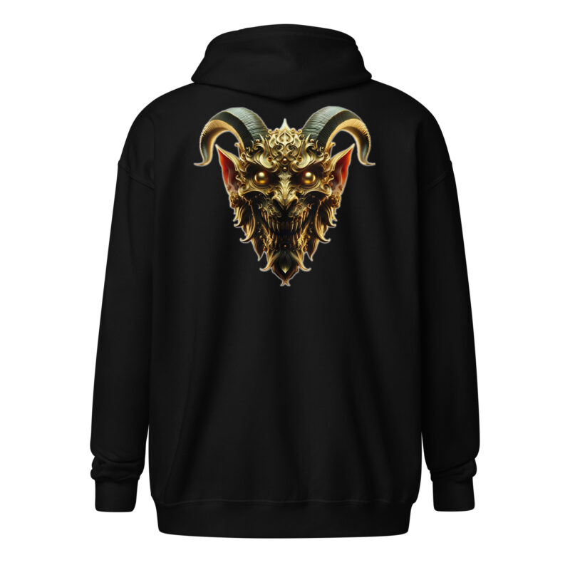 Goldener Dämonkopf Unisex-Zip-Hoodie