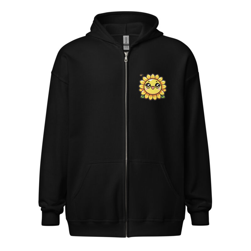Kawaii sunflower with large glub show unisex-czip-hoodie