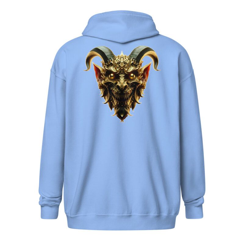 Goldener Dämonkopf Unisex-Zip-Hoodie