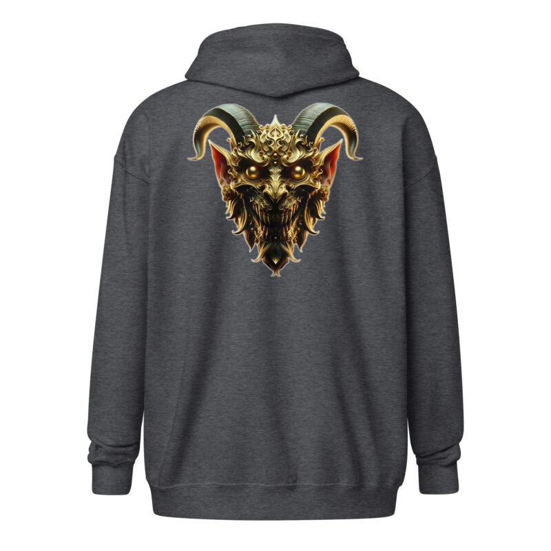 Goldener Dämonkopf Unisex-Zip-Hoodie
