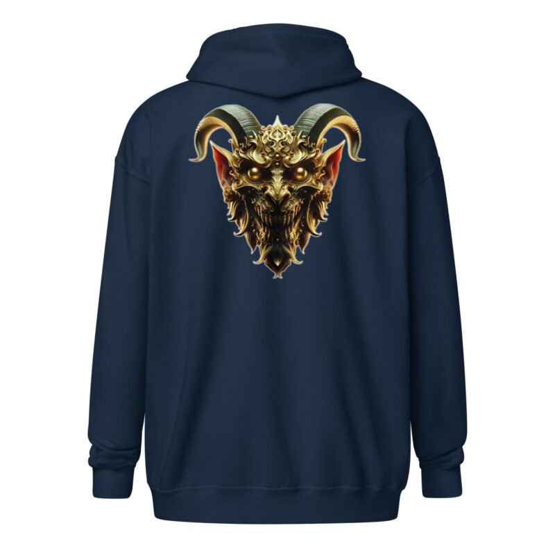 Goldener Dämonkopf Unisex-Zip-Hoodie