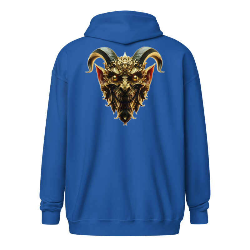 Goldener Dämonkopf Unisex-Zip-Hoodie