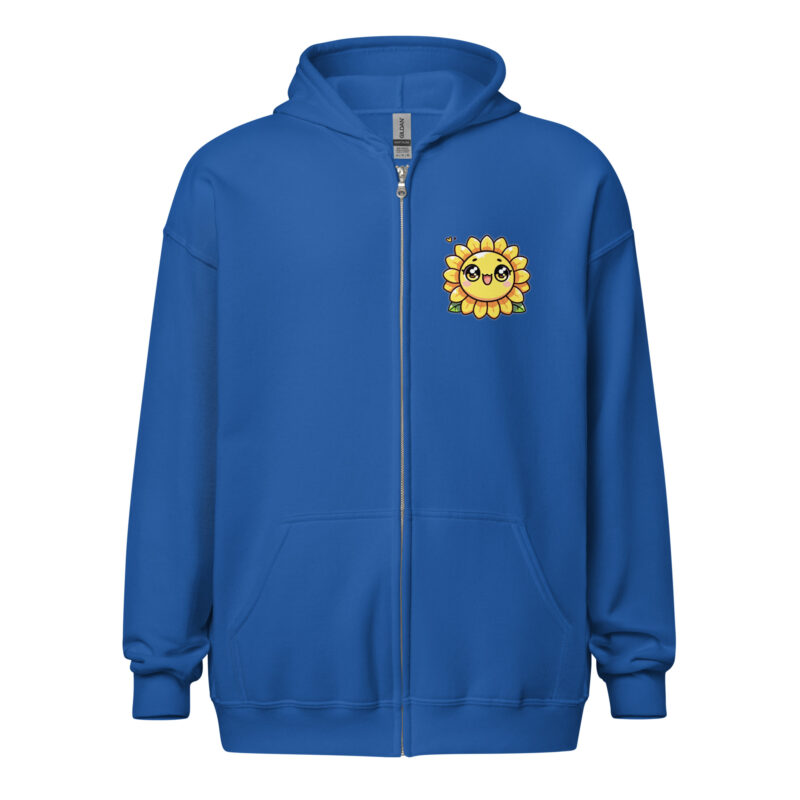 Kawaii sunflower with large glub show unisex-czip-hoodie