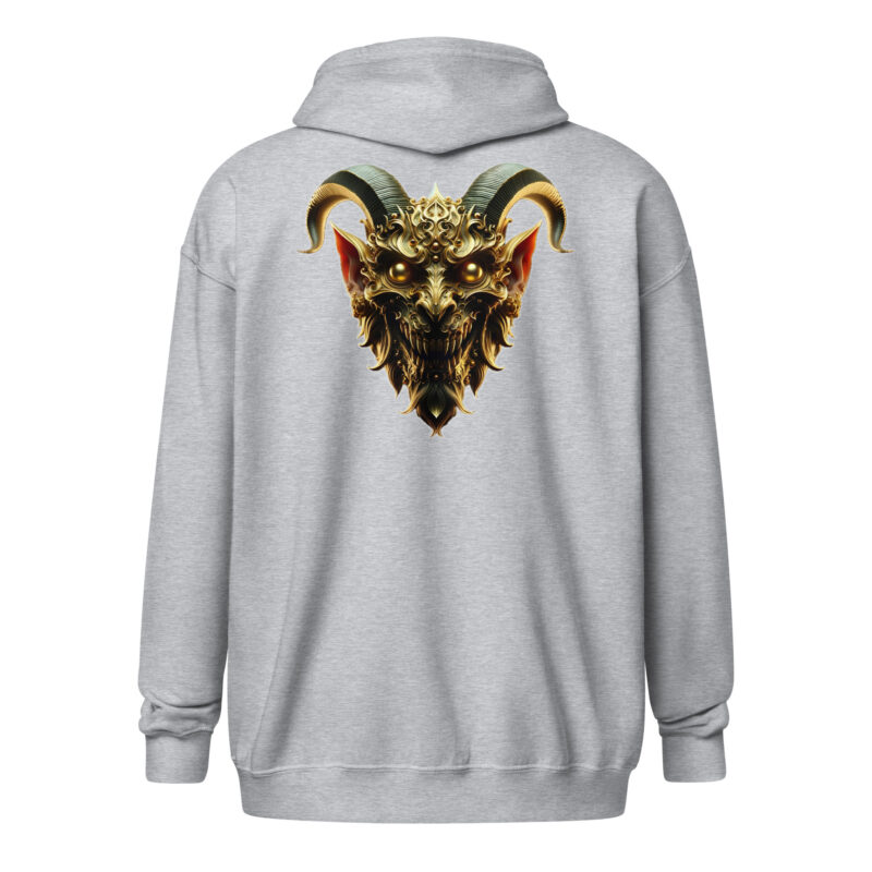 Goldener Dämonkopf Unisex-Zip-Hoodie